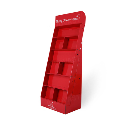 Red paper display stand for greeting cards and gifts
